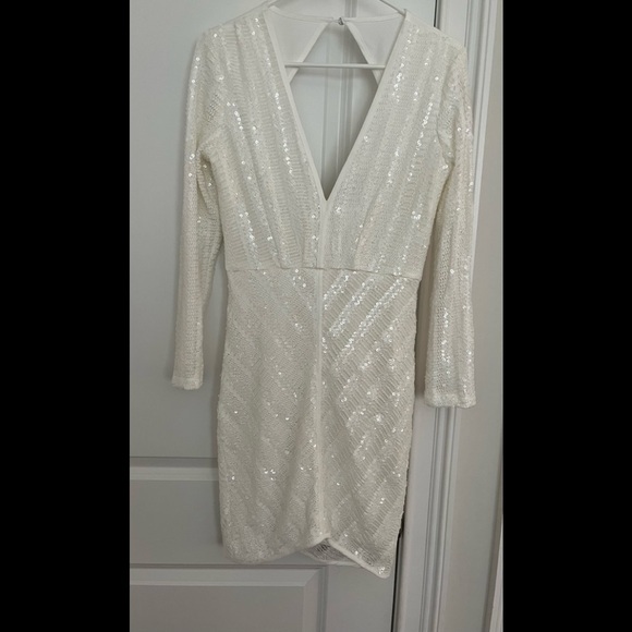 Lumier By Bariano long sleeve sequin dress sz. S white NWT - Picture 2 of 6
